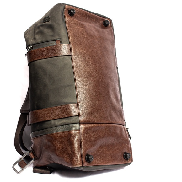 Designer Leather Duffle Bag | Nylon And Genuine Leather | Midsize Weekender - Picture 9 of 12